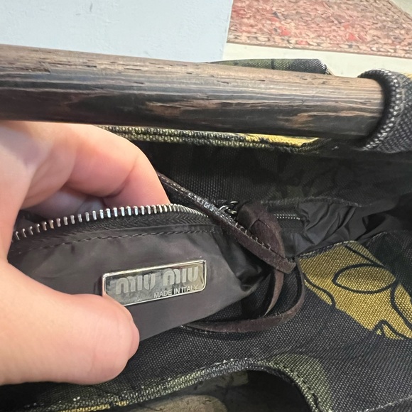 2000s vintage miu miu green leaves bag with suede strap - Picture 2 of 8